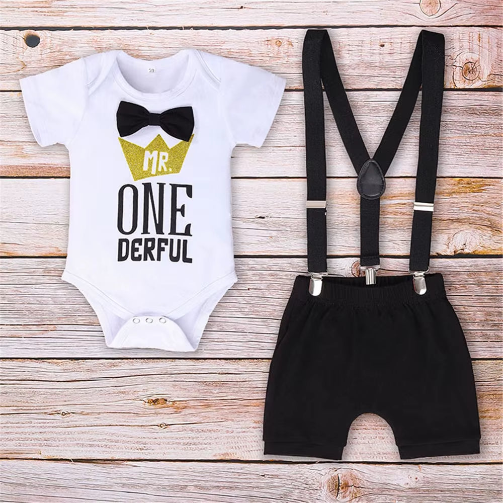 My First Birthday Boys Outfits for Baby Summer Newborn Clothes Baby Boy Sets Party Cake Smash Outfits for Kids Boy Suits