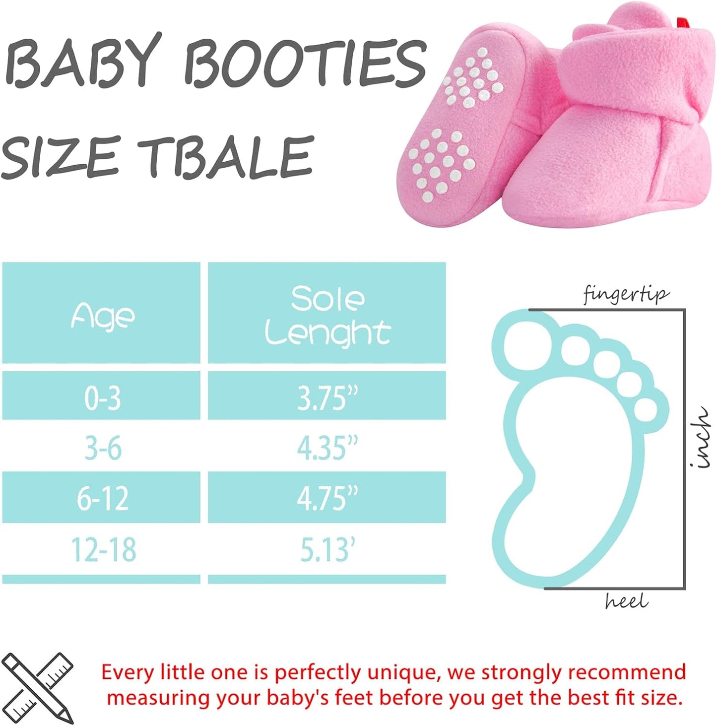 Baby Fleece Booties Newborn Unisex Booties Non-Slip Newborn Toddler First Walkers Warm Shoes House Slippers for Baby Boys & Baby Girls Toddlers