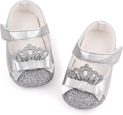 Infant Baby Girls Soft Sole Bowknot Princess Wedding Dress Mary Jane Flats Prewalker Newborn Light Baby Sneaker Shoes